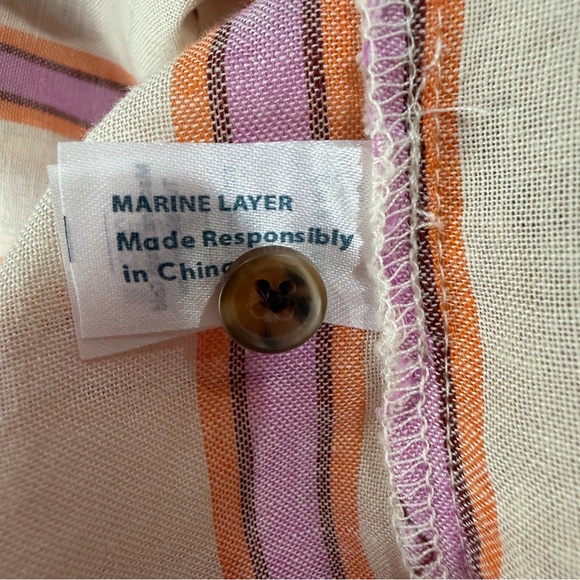 Marine Layer Pink & Cream Women’s Lyocell Tencel Stripes Button Up Shirt size XS - Picture 5 of 6